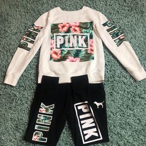 VS Pink Joggers and Sweatshirt Matching Set
